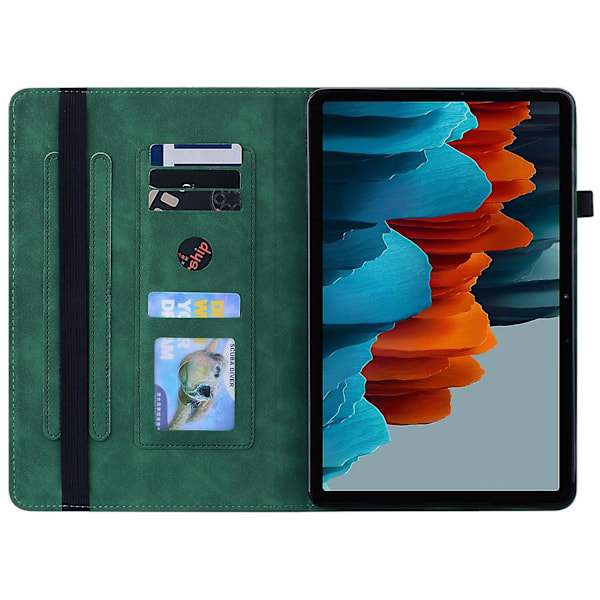 for Samsung Galaxy Tab S9+ PU Læder Tablet Etui Lynlås Lomme Kortspor Pung Stativ Cover-Grøn-WELLNGS Green