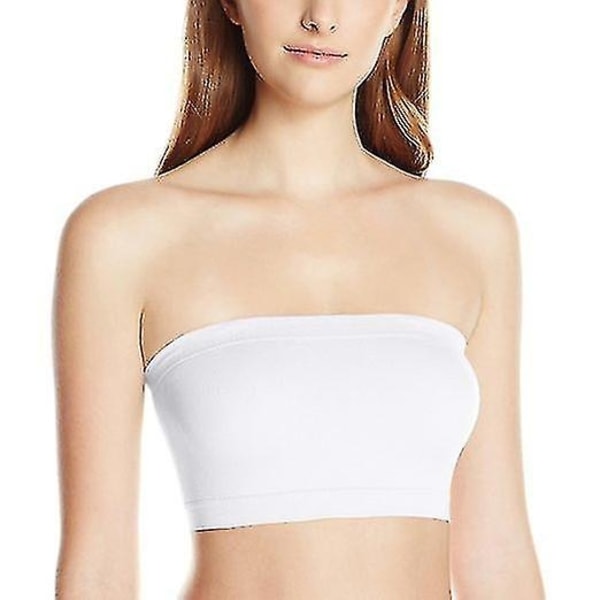 Sømløs Bandeau BH Boob Tube Stropløs Pakke med 3 Sort, Hvid & Beige-WELLNGS S