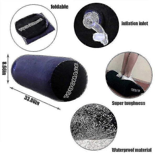 Multifunktionel Oppustelig Lang Kropspude Lændestøtte Ben Yoga Pude Rejsepositioner Støtte Luftpude med Plastik Håndpumpe-WELLNGS Pillow - No Pump