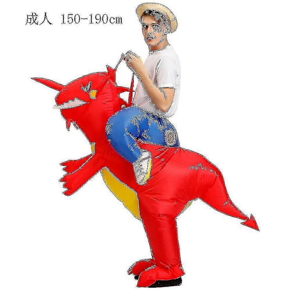 Voksne/Barn 3D Dinosaur Oppblåsbar Kostyme Feriefest Dyremodellering/Rollespill Kostyme-WELLNGS red dinosaur 150-190cm