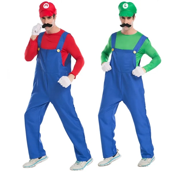 Halloween Karneval Voksen Menn Morsom Super Spill Rollespill Kostyme Luigi Brødre Rørlegger Jul Kostyme M-WELLNGS M green