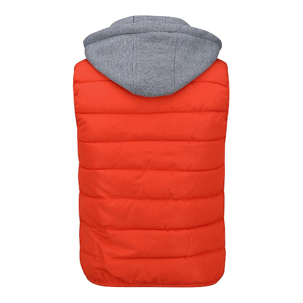 YOUTHUP Herr Quiltad Väst med Huva Utomhus Tjock Fritidssport Huva-WELLNGS Orange 2XL