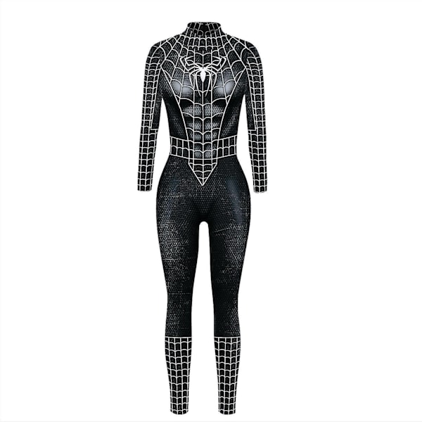 Seksikäs vartalo musta hämähäkki nainen spandex-haalarit Halloween cosplay naiset supersankari puku haalari-WELLNGS Jumpsuit S