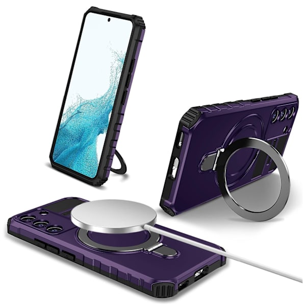 Samsung Galaxy S22+ 5G -puhelinkotelo, jossa jalusta, PC+TPU, yhteensopiva MagSafen kanssa - WELLNGS Purple