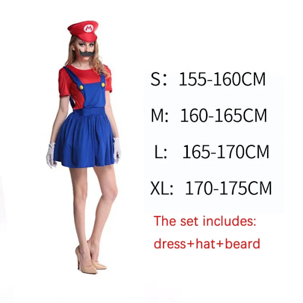 Voksne Børn Spil Sjove Super Brødre Mari Brødre Fantasia Jumpsuit Mænds Tøj Anime Cosplay Kostume Karneval Halloween Kostume XL-WELLNGS XL Women Red style