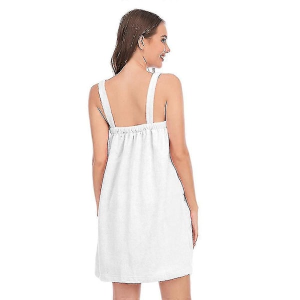 Dame Badekåbe/Brusewrap Kjole med Stropper, Letvægts Knælang Wrap Kjole, a-WELLNGS White Xl