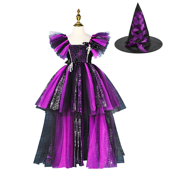 Disney Heks Kostyme Jenter Lilla Mesh Halebånd Kjole Maleficent Deluxe Jenter Fancy Halloween Fest Barnas Rollespill Kostyme  01-WELLNGS Witch Sets 01 2-3Y