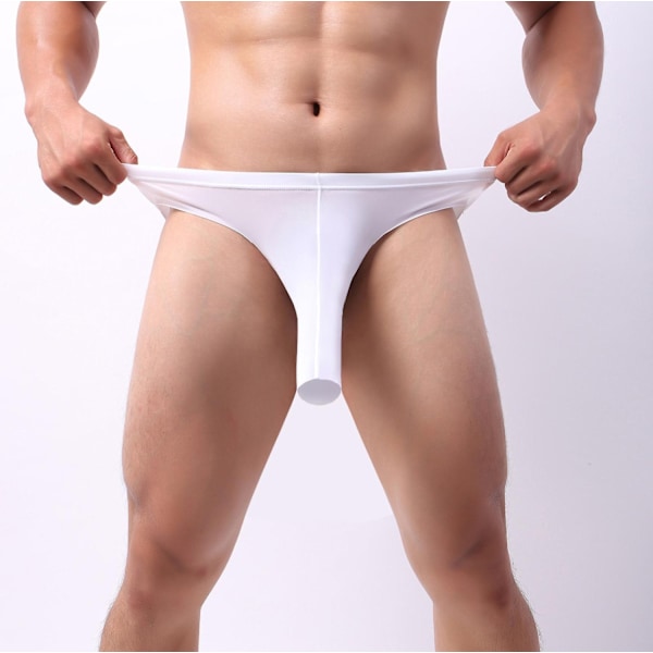 Men's Fashion Elephant Nose Pure Underwear Sexy Plain   Underwear-WELLNGS White L