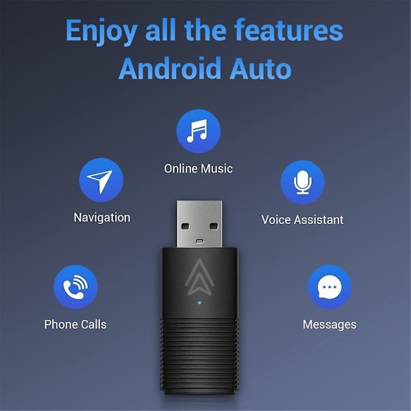Android Auto Trådlös Adapter, Liten Android Auto Trådlös Dongel Konverterar Trådbunden till Trådlös för An-WELLNGS