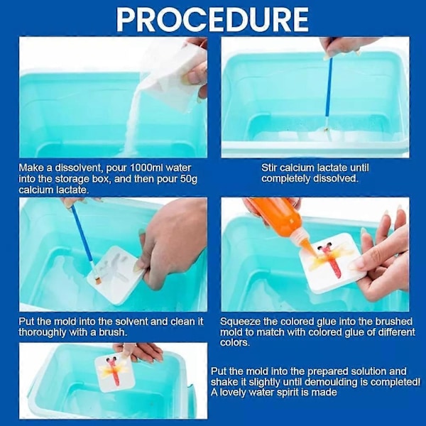 Barn DIY Fairy Magic Water Elf Ocean Mold 3D Handgjord Kit Vatten Fairy Gel Leksak Set Hantverk Pedagogisk Leksak Present - WELLNGS 8 colors