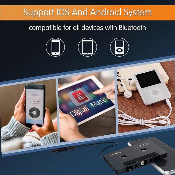 Bilstereo Bluetooth Kassettspiller Kassettspiller Bluetooth 5.0 Kassett Aux Adapter - WELLNGS