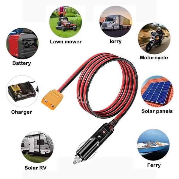 Billadapterkabel med XT90S-hane, 14 AWG, 6 fot, XT90-adapterkabel för solpanel, RV-kraftverk - WELLNGS