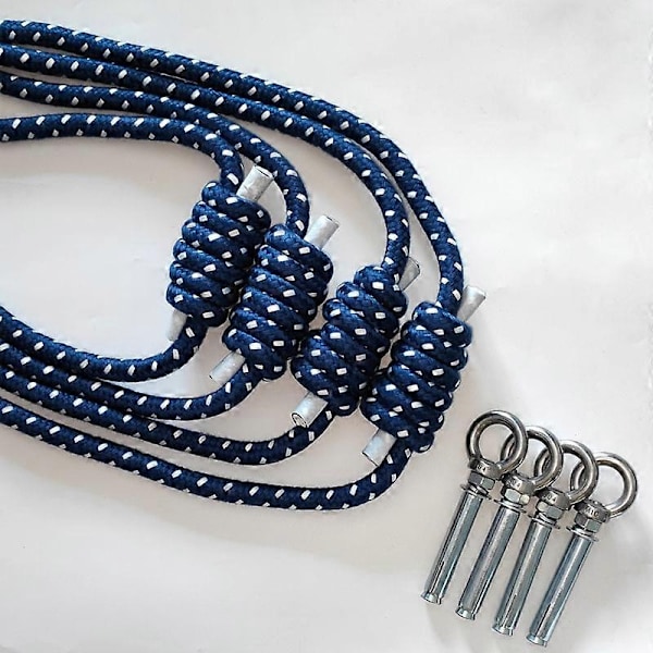 Anti-gravity Iyengar Yoga Veggtau Fullsett Yoga Hjelpeveggtau Yoga Lanyard Hengende Belte Yoga Tau Sling 5 Farger - WELLNGS Blue