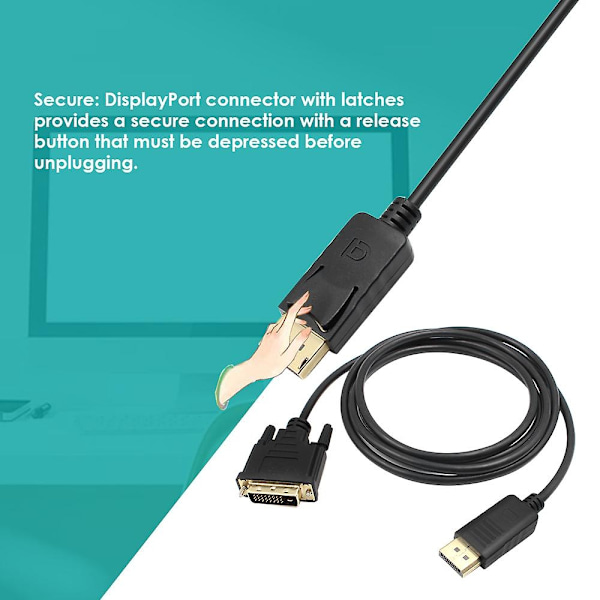 1,8 m Dp til Dvi Adapter Displayport Display Port til Dvi Kabel Adapter Konverter - WELLNGS