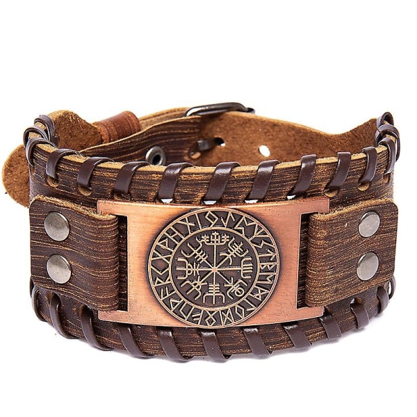 Pirate Bracelet Vintage Compass Leather Bracelet High Quality Top Stock Horse Leather Bracelet Men-WELLNGS