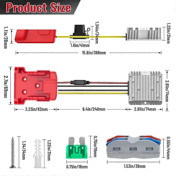 18V till 12V Konverter för Power Wheels Batteriadapter, DC 12V 20A 240W Buck Konverter Regulator - WELLNGS