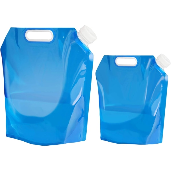 2-pak 5L/ 10L vandbeholder Sammenklappelig drikkevandsbeholder, sammenfoldelig vandpose udendørs-WELLNGS