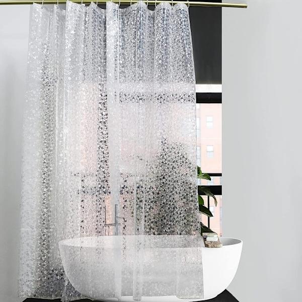 Modern duschdraperi 3D Mögelsäkra badgardiner med krok Vattentäta duschskärmar Genomskinligt badrum Heminredning White-WELLNESS White W180xH240cm