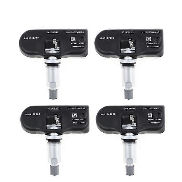 YAOPEI 4st Nya 9681102280 TPMS Däcktrycksensor 433MHZ för Peugeot 407 207 307 607 508 807 för Citroen C4 5 6 7 8 - WELLNGS 4