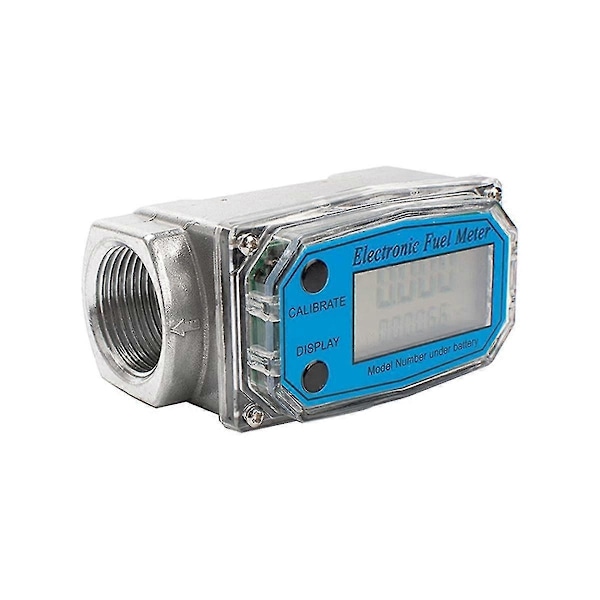 1Inch Digital Turbine Flow Meter, LCD Display Fuel Water Flow Meter, Flowmeter for Gasoline Water-WELLNGS