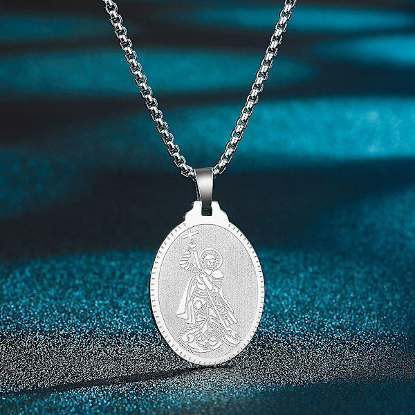 Pyhän Yrjänän riipuskaulakoru miehille ja naisille, soturi Pyhä Yrjänä ja lohikäärme Totem-riipus, kaulakoru, amuletti, koru - WELLNGS 206S