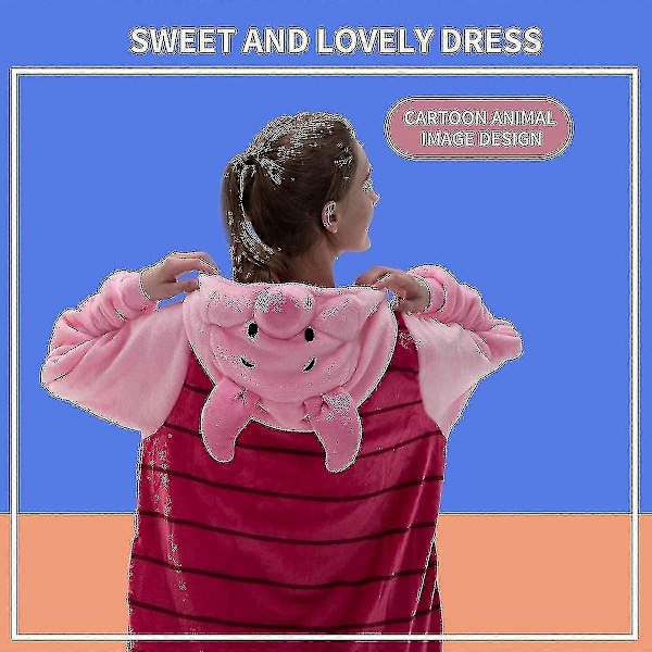 Fitted voksen én-delt pyjamas til mænd og kvinder, flanel rollespil dyre én-delt Halloween kostumer - WELLNGS Piglet 125cm