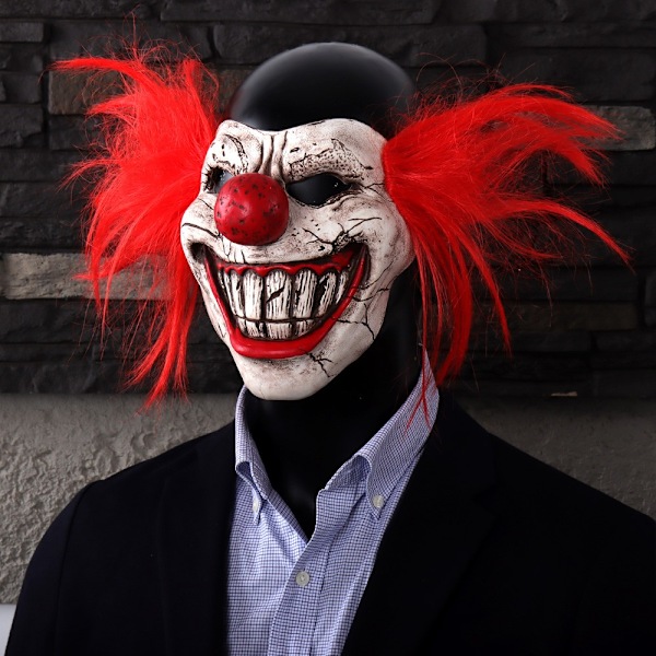 Twisted Metal Sweet Tooth Clown Maske Cosplay Blodig Halvmaske Clown Latexmaske Halloween Karneval Purim Fest Kostyme Rekvisitter - WELLNGS Sweet Tooth Joker