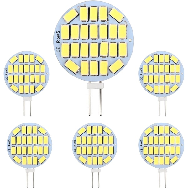 G4 LED 3W, AC12-24V, 300LM Cool White 6000K, 24x5730 SMD 6-pack-WELLNGS