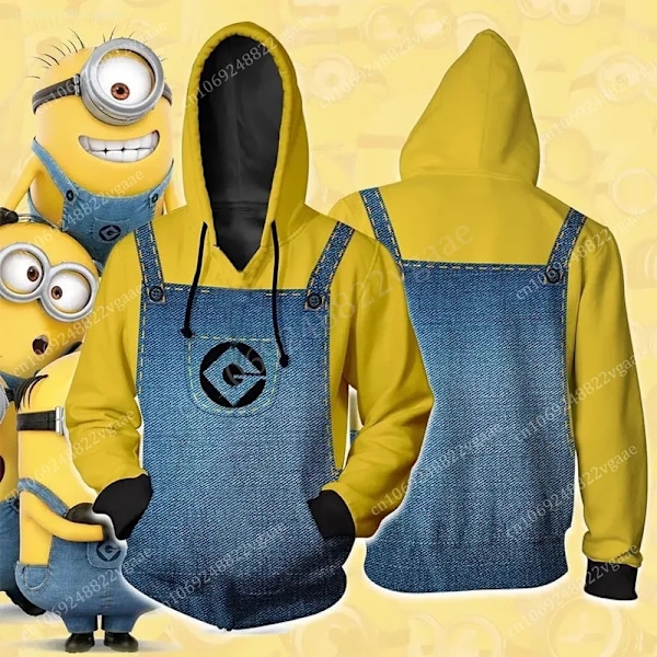 Minions Kostym Hoodie för Kvinnor, Män, Pojkar, Pullover, Tröjor, Barn, Cartoon, Barnkläder, Långärmad Hoodie, Cosplay Rock 5XL-WELLNGS 5XL Minions-1