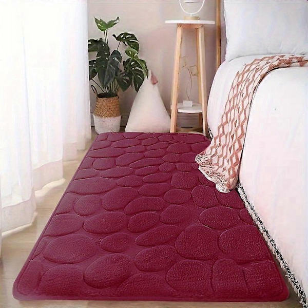 Lyxig och plyschig minnesskum badrumsmatta - halkfri, snabbtorkande, tvättbar badrumsmatta för bekväm heminredning-WELLNGS Red 60cm*180cm(23.6in*70.8in