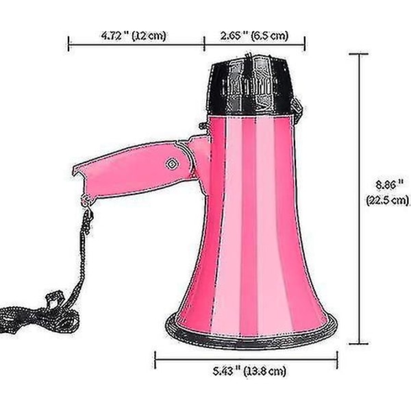 Bærbar megafonforstærker 20 watt effektforstærker højttaler stemme og sirene/alarmtilstand med volumen - WELLNGS Rose red