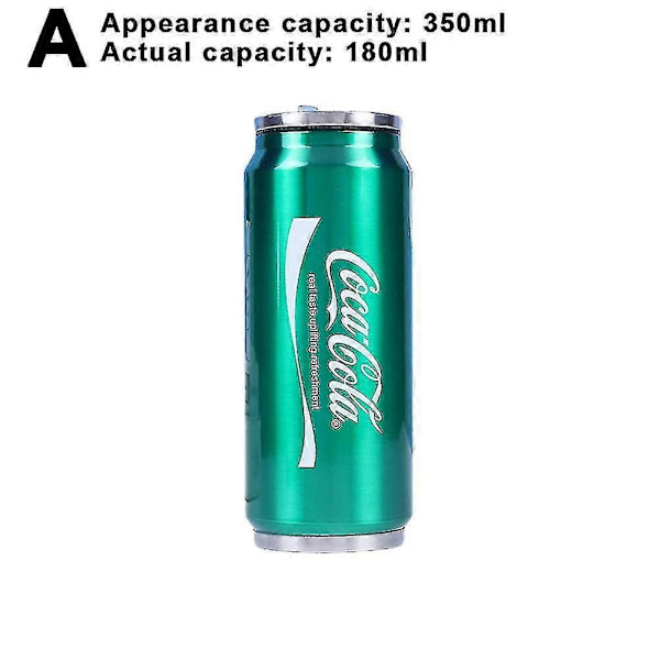 350ml/500ml Coca Cola krus, varm og kold isolering, 304 rustfrit stål termokande, Coke kæmpe vandflaske, tilpasset bil Tra-WELLNGS Actual Capacity 180 Ml Green