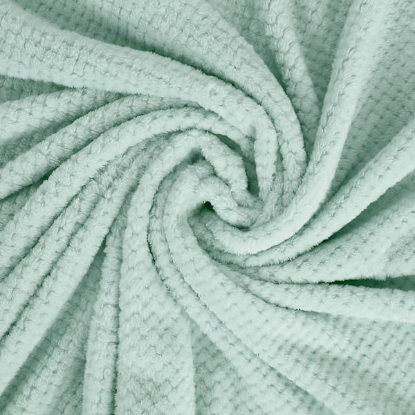 Flanellfilt, 127x178 CM Mjuk Soffa Kast, Våffel Fleece Kast för Soffa, Mintgrön Filt-WELLNGS