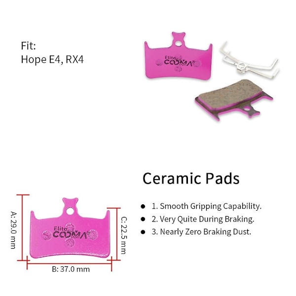 4 par keramiske cykel skivebremseklodser til Hope E4, Rx4 kaliber, Elite klasse-WELLNGS