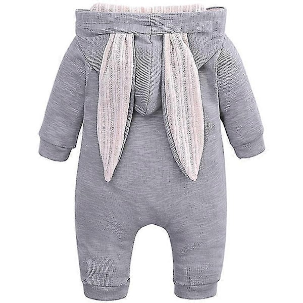 Nyfödd Baby Sparkdräkt Kanin Dragkedja Jumpsuit Påskhare Pyjamas Spädbarn Sovkläder-WELLNGS Grey 6-9 Months