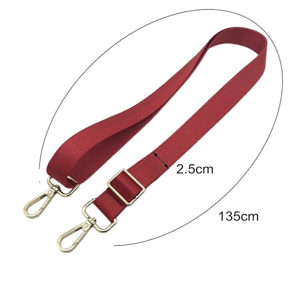 Färgglad Väska Axelrem med Karbinhake Justerbar Breddad Enkel Axel Crossbody Meddelande-WELLNGS Red
