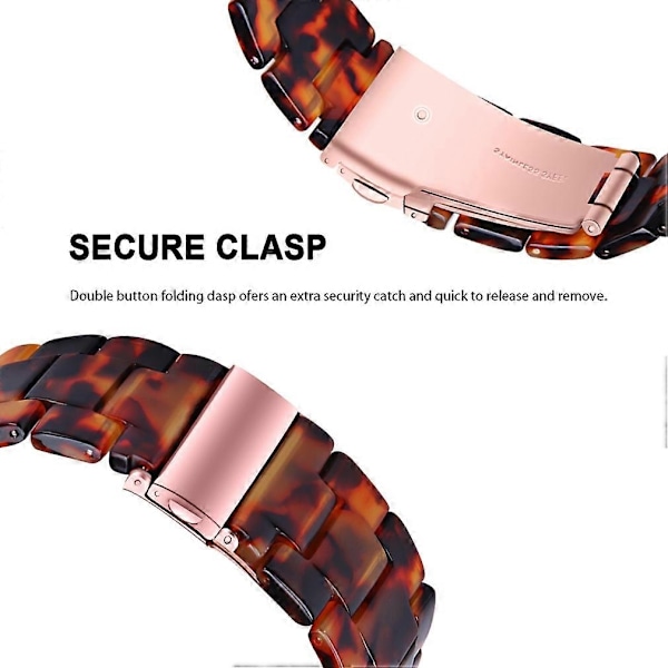Garmin Vivoactive 4 -kelloon sopiva 22 mm:n vedenpitävä hartsiranneke - WELLNGS Tortoiseshell Color