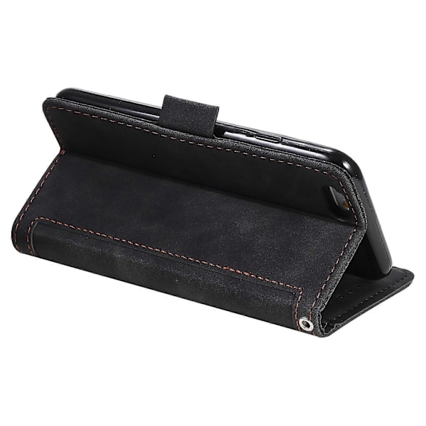 til iPhone 16e Etui Blokerende Wallet Stand Læder Telefon Cover-WELLNGS Black