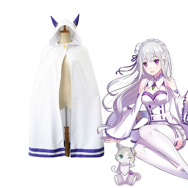 Anime Emilia cosplay Rezero kostym docka Re Zero Emilia Cosplay kostym kappa docka peruk dam Halloween kostym dam XL-WELLNGS XL Costume