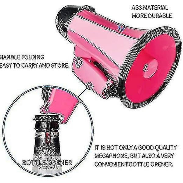Kannettava megafonivahvistin 20 watin teholla, kaiutin äänelle ja sireenille/hälytystilaan äänenvoimakkuudella - WELLNGS Rose red