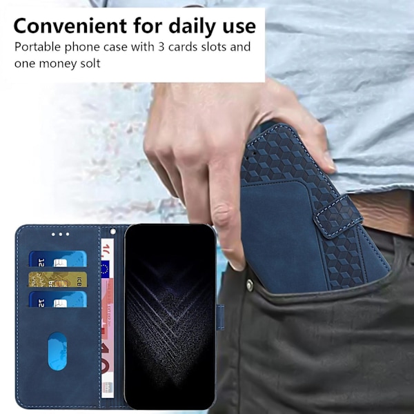 Samsung Galaxy A21S Telefonveske, PU Lær Lommebokdeksel Beskyttende Deksel Magnetisk Spenne Design Lommebok Kortspor Holder Telefonveske - WELLNGS Blue