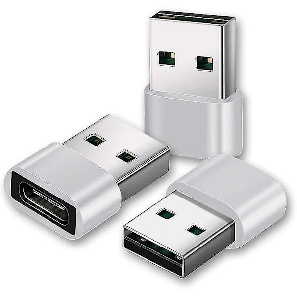 Usb C - Usb-sovitin [3-pakkaus, hopea], Usb A - Usb C, Usb C - Usb, Usb C -sovitin, Usb C -liitin, Usb-sovitin, Usb C - Usb, Usb Usb C, Usb C/a-sovitin