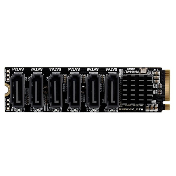 6 portar för M.2 Sata PCIE Riser-kort M2 NVME till Sata 3.0 expansionskort ASM1166 6GB/S adapter 6x SATA3.0 Riser Expansion-WELLNGS
