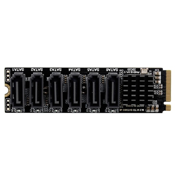 6 porttia M.2 Sata PCIE Riser Card M2 NVME - Sata 3.0 laajennuskortille ASM1166 6GB/S sovitin 6x SATA3.0 Riser Expansion-WELLNGS