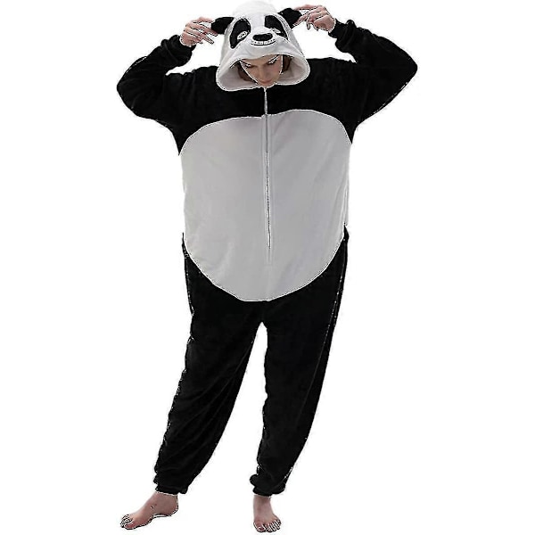 Snug Fit Unisex Voksen Onesie Pyjamas Dyr Enkeltdel Halloween Kostume Nattøj - WELLNGS Panda 15-24 months