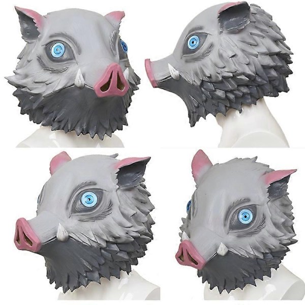 Demon Slayer Kimetsu no Yaiba Hashibira Inosuke Cosplay Maske Anime Villsvin Hode Silikon Voksen Maske-WELLNGS