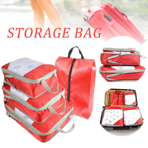 Reisekompresjon Oppbevaringspose Bærbare klær Sortering Pakkepose Multifunksjonsvaskepose-WELLNGS red