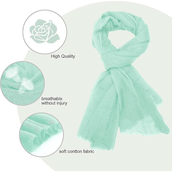 Kvinnor Olaof Scarf Bomull Linne Chic Dam Solid Färg Mjuk Scarf Stor Lång Wrap Sjal Scarves,180100cm-WELLNGS Blue