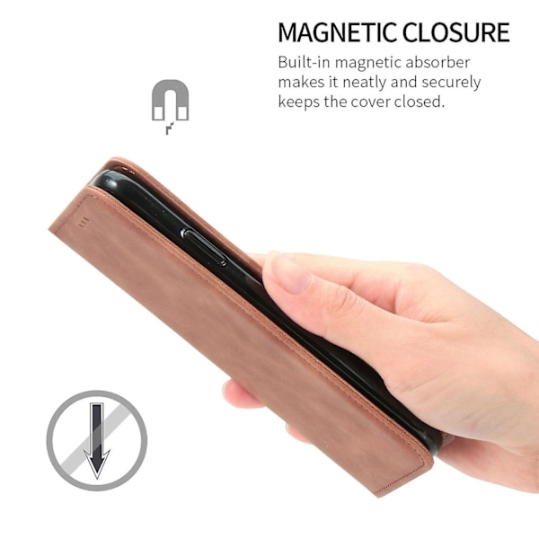 Fodral för Samsung Galaxy S21 Fe Magnetiskt stängning Läder Plånboksfodral Housse Etui Stöttålig - Marron-WELLNGS