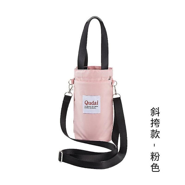 Large Size Qudai Bottle Bags Crossbody Hand-held Water Cup Buggy Bag Water Bottle Carrier Bag with Adjustable Shoulder Strap-WELLNGS pink 01